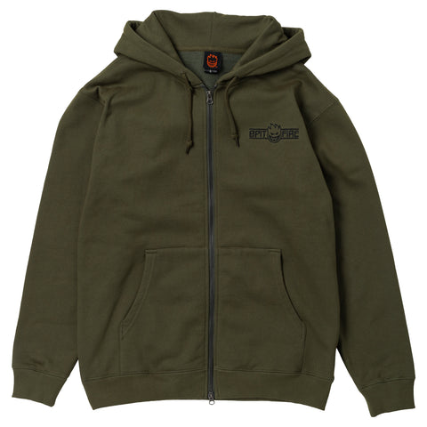 SPITFIRE LTB ARCH EMB ZIP HOOD OLIVE