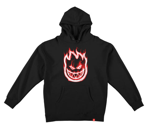 SPITFIRE BIGHEAD SMOKE RED PULLOVER HOODED SWEATSHIRT BLACK w/ RED & WHITE Print