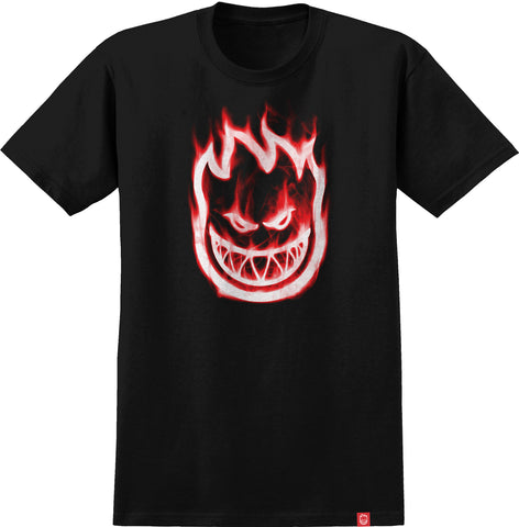 SPITFIRE BIGHEAD SMOKE RED S/S T-SHIRT BLACK w/ RED & WHITE Print