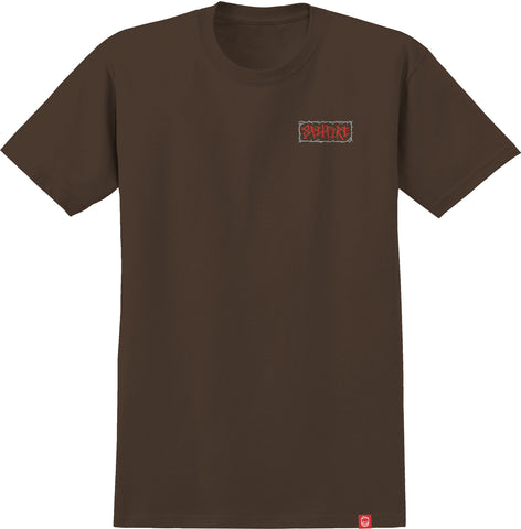 SPITFIRE GAS MASK TEE DARK CHOCOLATE w/ MULTI COLOR PRINTS