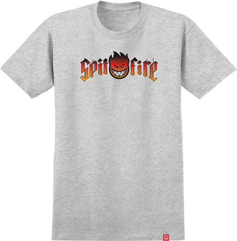 SPITFIRE HERETIC BIGHEAD FADE FILL S/S T-SHIRT HEATHER GREY w/ MULTI COLOR Print
