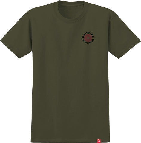 SPITFIRE CLASSIC '87 SWIRL FADE FILL TEE OLIVE w/ RED & BLACK FADE PRINTS