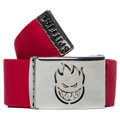 SPITFIRE BIGHEAD CUT OUT WEB BELT RED/POLISHED SLIVER