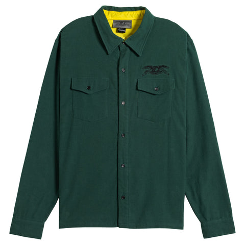 ANTIHERO BASIC EAGLE FLANNEL SHIRT DARK GREEN W/ BLACK EMBROIDERY