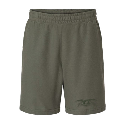 ANTIHERO BASIC EAGLE EMB SWEATSHORTS MILITARY GREEN w/ TONAL Embroidery