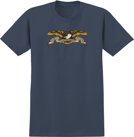 ANTIHERO EAGLE RINGSPUN TEE DENIM (GARMENT DYE) w/ MULTI COLOR PRINT