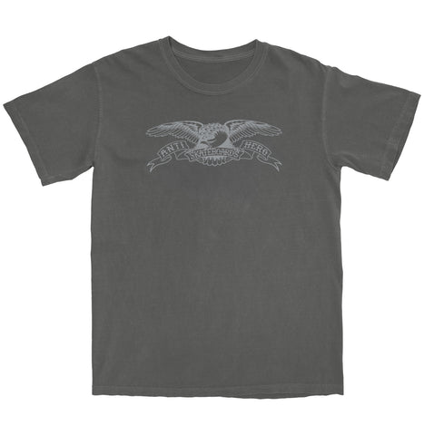 ANTIHERO BASIC EAGLE S/S T-SHIRT- GARMENT DYED PEPPER(Garment Dye) w/ GREY Print