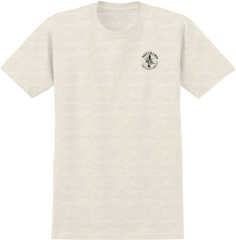 ANTIHERO ENGINEERING RINGSPUN TEE HEATHER CREAM w/ BLACK PRINTS