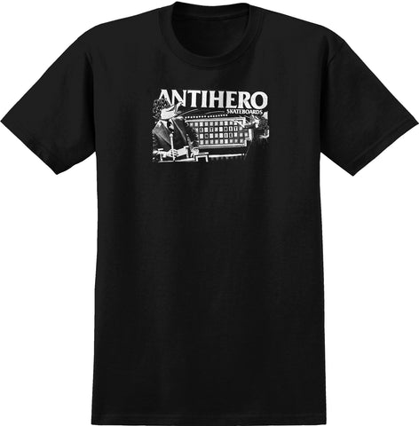ANTIHERO GAMETIME S/S T-SHIRT BLACK w/ BLACK & WHITE PHOTO COLLAGE Print