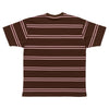 KROOKED EYES EMB STRIPE HEAVYWEIGHT YARN DYE TEE BROWN / PINK w/ PINK, BLACK & WHITE EMBROIDERY