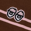 KROOKED EYES EMB STRIPE HEAVYWEIGHT YARN DYE TEE BROWN / PINK w/ PINK, BLACK & WHITE EMBROIDERY
