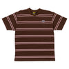 KROOKED EYES EMB STRIPE HEAVYWEIGHT YARN DYE TEE BROWN / PINK w/ PINK, BLACK & WHITE EMBROIDERY