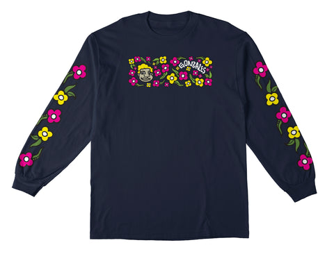 KROOKED SWEATPANTS FLOWER SLEEVE L/S T-SHIRT- PREMIUM PRINT NAVY w/ MULTI COLOR Prints