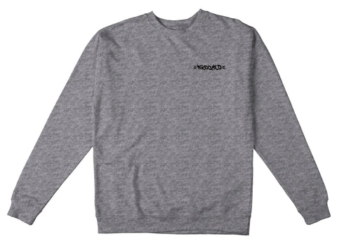 KROOKED BRUSH EMB HEAVYWEIGHT CREWNECK HEATHER GREY w/ BLACK EMBROIDERY