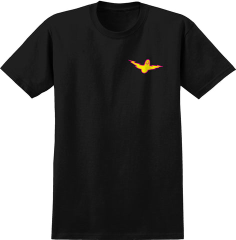 KROOKED BIRD LIGHTNING S/S T-SHIRT BLACK w/ MAGENTA & YELLOW Prints