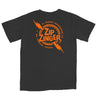 KROOKED ZIP ZINGER DBL S/S T-SHIRT- GARMENT DYED PEPPER(Garment Dye) w/ ORANGE Prints