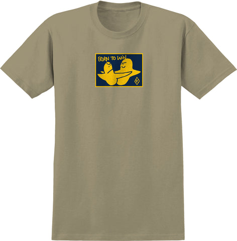 KROOKED BORN TO WIN S/S T-SHIRT SAND w/ NAVY & YELLOW Print