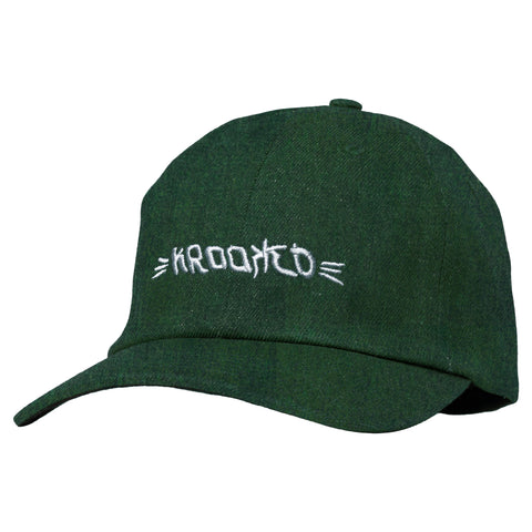 KROOKED BRUSH SCRIPT SNAPBACK OVERDYED GREEN/WHITE