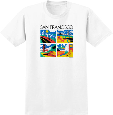 REAL SF VIEWS S/S T-SHIRT WHITE w/ MULTI COLOR Print