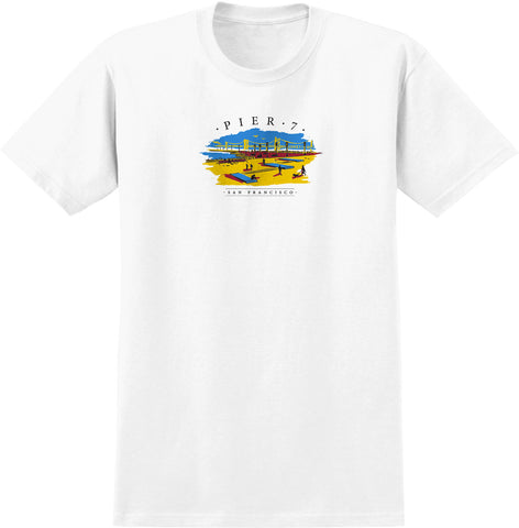 REAL PIER 7 TEE WHITE w/ MULTI COLOR PRINT