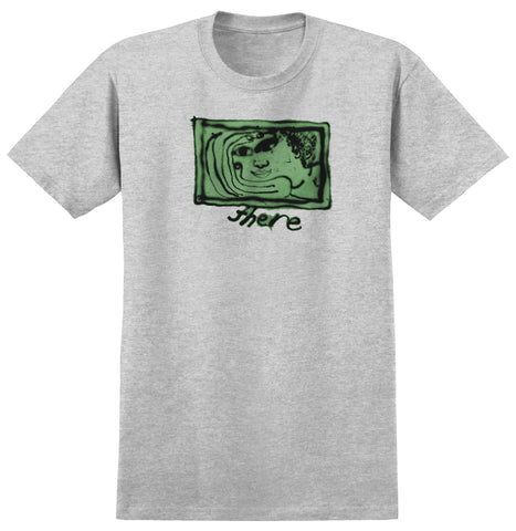 THERE WINDOW TEE HEATHER GREY w/ GREEN & BLACK PRINT