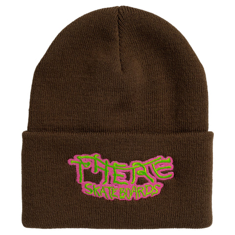 THERE CROSSED OUT CUFF BEANIE BROWN