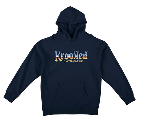 KROOKED CHROME ZONE HOOD NAVY w/ MULTICOLOR PRINT