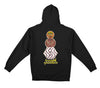 KROOKED X QUARTERSNACKS SNACKMAN HOOD BLACK w/ MULTICOLOR PRINTS