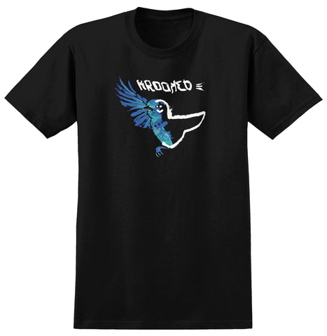 KROOKED BLUE BIRD TEE BLACK w/ MULTICOLOR PRINT