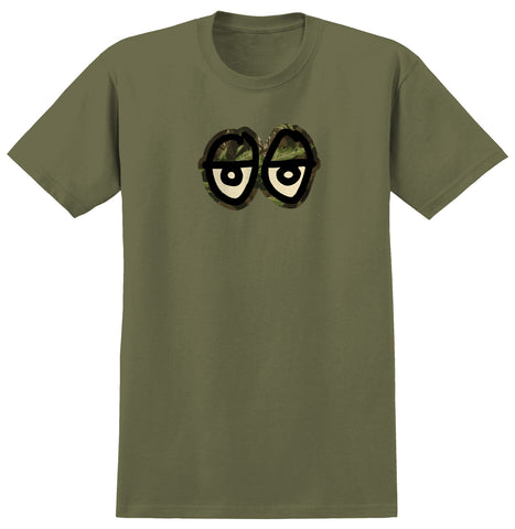 KROOKED EYES CAMO TEE MILITARY GREEN w/ MULTI COLOR PRINT