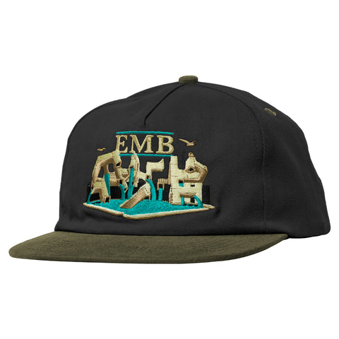 REAL EMB SNAPBACK CHARCOAL & TAN w/ MULTICOLOR EMBROIDERY