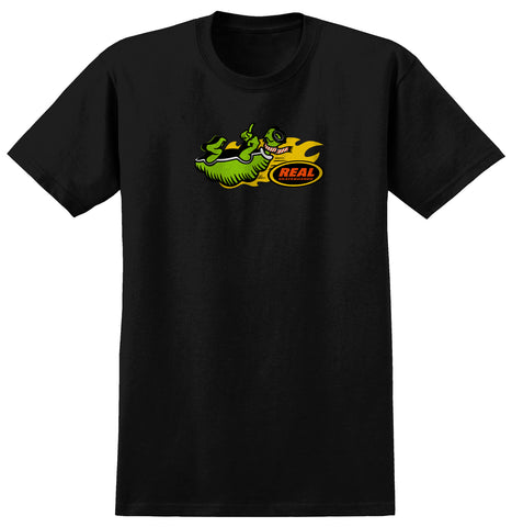 REAL SPEED TEE BLACK w/ MULTI COLOR PRINT