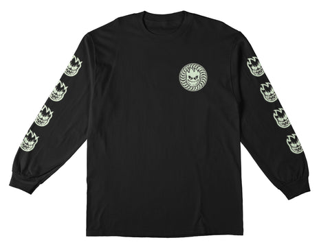 SPITFIRE DEATHMASK CLASSIC L/S TEE BLACK w/ GLOW PRINTS