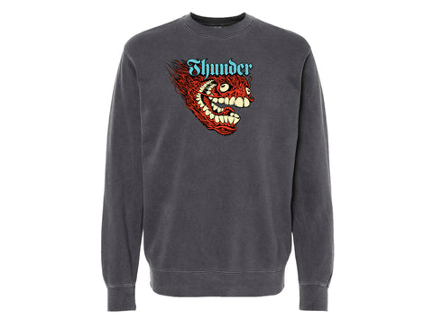 THUNDER SCREAMING GRIMPLE CREWNECK PIGMENT-DYED BLACK w/ MULTICOLOR PRINT