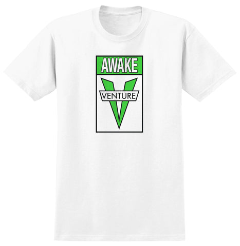 VENTURE AWAKE TEE WHITE w/ GREEN & BLACK