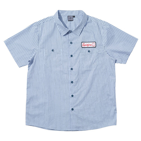 SPITFIRE CHROME VENOM S/S WORK SHIRT LIGHT BLUE w/ NAVY STRIPE
