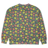 KROOKED PAINTED FLOWERS WAFFLE KNIT THERMAL CREWNECK MULTI COLOR