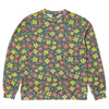 KROOKED PAINTED FLOWERS WAFFLE KNIT THERMAL CREWNECK MULTI COLOR