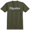 THUNDER BOLT SCRIPT TEE MILITARY GREEN w/ GREY, WHITE & BLACK PRINTS