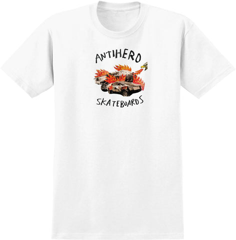 ANTIHERO GARBAGE FIRE TEE WHITE w/ PHOTO PRINT