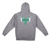 VENTURE HERITAGE TEAM HEAVYWEIGHT ZIP HOOD HEATHER GREY w/ GREEN & WHITE PRINTS