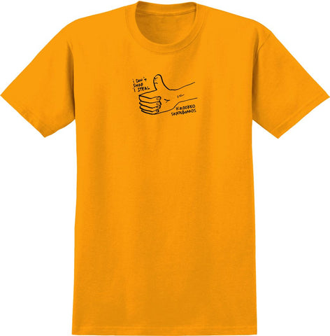 KROOKED SHOP STEAL TEE GOLD w/ BLACK PRINT