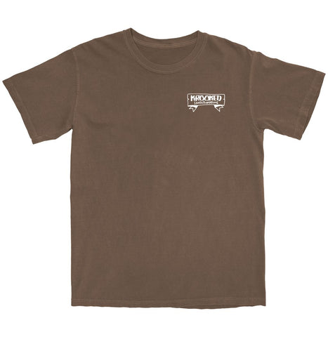 KROOKED COMPLEX GARMENT DYED TEE ESPRESSO w/ WHITE PRINT