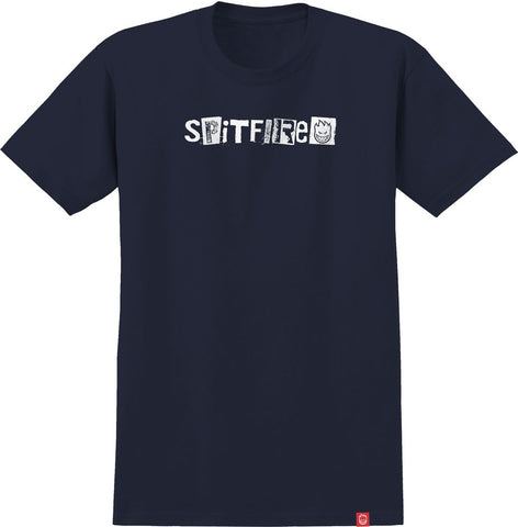 SPITFIRE RANSOM II TEE TRUE NAVY w/ WHITE PRINT