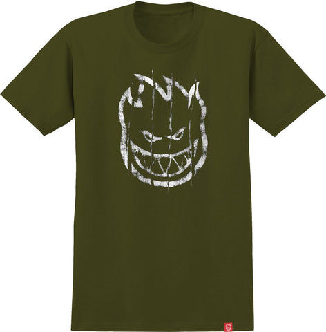 SPITFIRE BIGHEAD TORN TEE MILITARY GREEN w/ WHITE PRINT