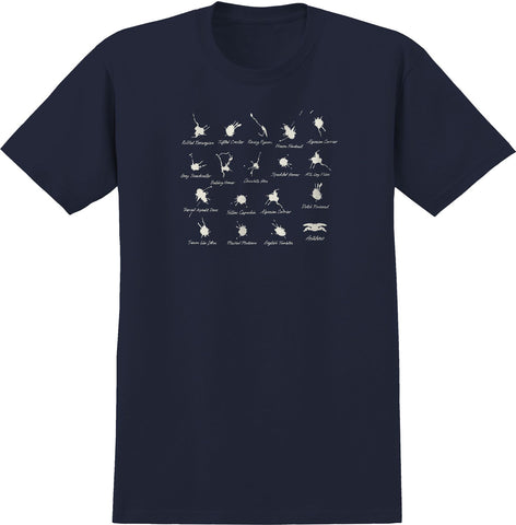 ANTIHERO DAMN PIGEONS RINGSPUN TEE NAVY w/ PALE YELLOW PRINT