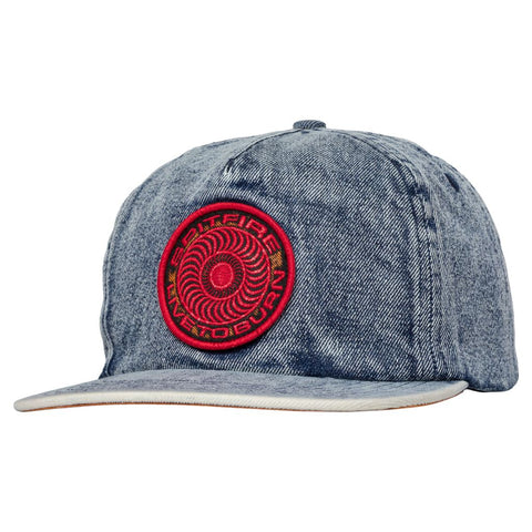 SPITFIRE CLASSIC '87 SWIRL LTB PATCH SNAPBACK STONE WASHED DENIM / RED / BLACK