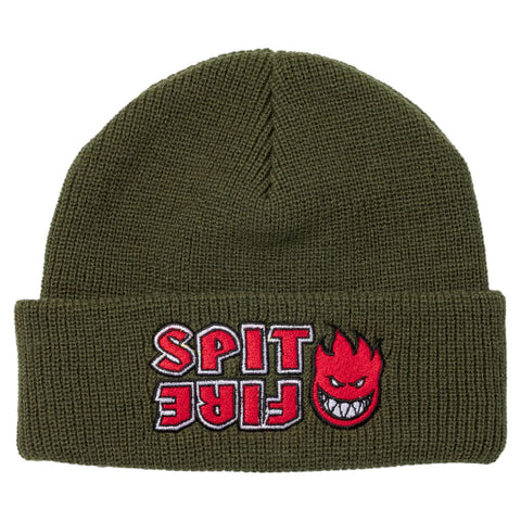 SPITFIRE STACKED CUFF BEANIE OLIVE / RED / BLACK