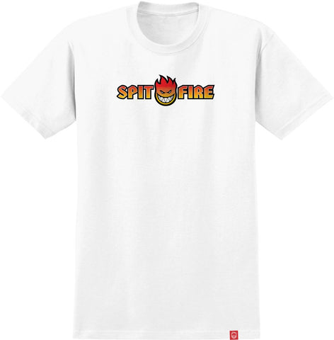 SPITFIRE OG SPLIT FADE FILL TEE WHITE W/ MULTI COLOR PRINT