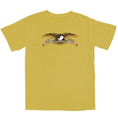 ANTIHERO EAGLE GARMENT DYED TEE MUSTARD w/ MULTI COLOR PRINT